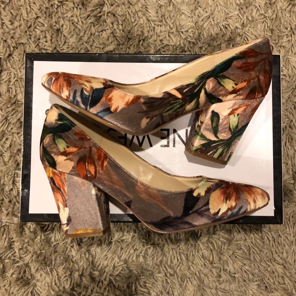 Nine West Velvet block heels